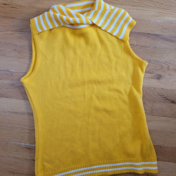 Vintage yellow sleeveless striped sweater - Picture 1 of 5